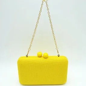 Woven straw clutch bag - yellow